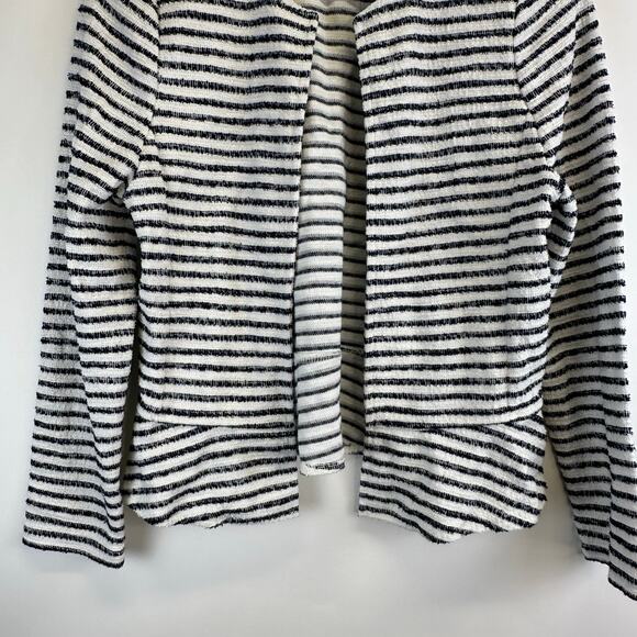 Loft Black and White Striped Open Front Cardigan Sweater Blazer Womens XS Petite - Picture 3 of 13
